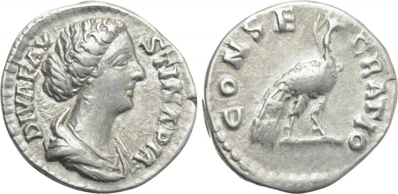 DIVA FAUSTINA II (Died 176). Denarius. Rome. Struck under Marcus Aurelius. 

O...