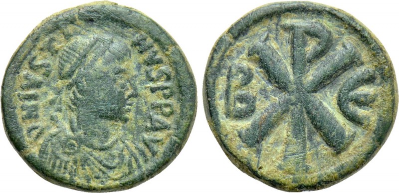 JUSTIN I (518-527). Pentanummium. Constantinople. 

Obv: D N IVSTINVS P P AVG....