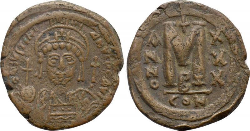 JUSTINIAN I (527-565). Follis. Constantinople. Dated RY 30 (556/7). 

Obv: D N...