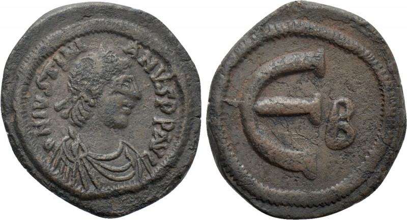 JUSTINIAN I (527-565). Pentanummium. Constantinople. 

Obv: D N IVSTINIANVS P ...