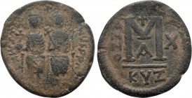 JUSTIN II with SOPHIA (565-578). Follis. Uncertain military mint. Dated RY 10 (574/5).