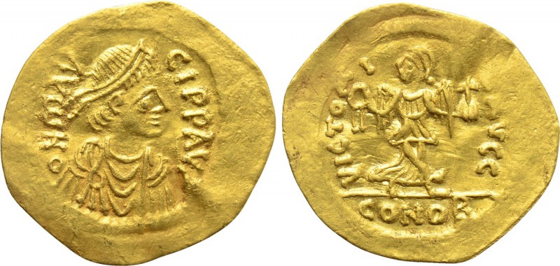 MAURICE TIBERIUS (582-602). Semissis. Constantinople. 

Obv: O N MAVCI P P AVG...
