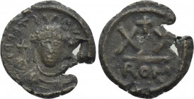 MAURICE TIBERIUS (582-602). Half Follis. Rome or uncertain military mint.