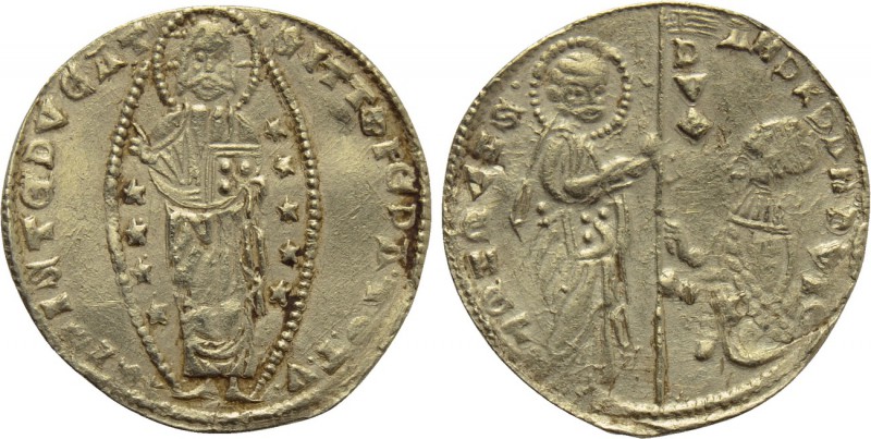 CRUSADERS. Chios. Maona Society (Circa 1347-1533). Pale GOLD Ducat. Imitating Ve...