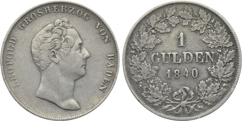 GERMANY. Baden. Karl Leopold Friedrich (1830-1852). Gulden (1840). 

Obv: LEOP...