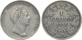 GERMANY. Baden. Karl Leopold Friedrich (1830-1852). Gulden (1840).