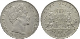 GERMANY. Bayern. Ludwig I (1825-1848). 2 Gulden (1845). München.