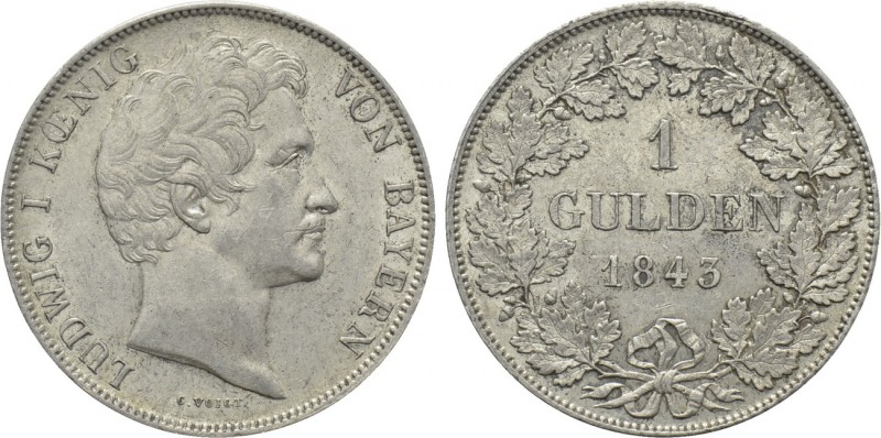 GERMANY. Bayern. Ludwig I (1825-1848). Gulden (1843). München. 

Obv: LUDWIG I...