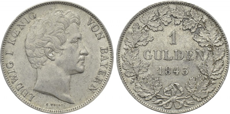 GERMANY. Bayern. Ludwig I (1825-1848). Gulden (1843). München. 

Obv: LUDWIG I...