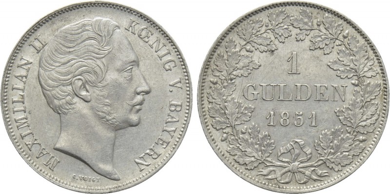 GERMANY. Bayern. Maximilian II Joseph (1848-1864). Gulden (1851). 

Obv: MAXIM...