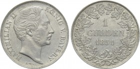 GERMANY. Bayern. Maximilian II Joseph (1848-1864). Gulden (1851).