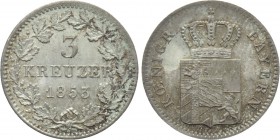 GERMANY. Bayern. Maximilian II Joseph (1848-1864). 3 Kreuzer (1853).
