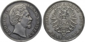 GERMANY. Bayern. Ludwig II (1864-1886). 5 Mark (1876-D). München.