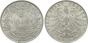 GERMANY Frankfurt. Free City (1853). 2 Gulden.