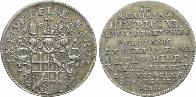 GERMANY. Fulda. Heinrich VIII von Bibra (1759-1788). 1/6 Taler (1788). Nürnberg....