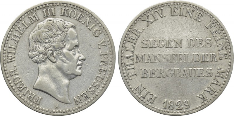 GERMANY. Preußen. Friedrich Wilhelm III (1829-1840). Bergbautaler (1829-A). Berl...