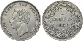 GERMANY. Württemberg. Wilhelm I (1816-1864). Gulden (1838-AD). Stuttgart.