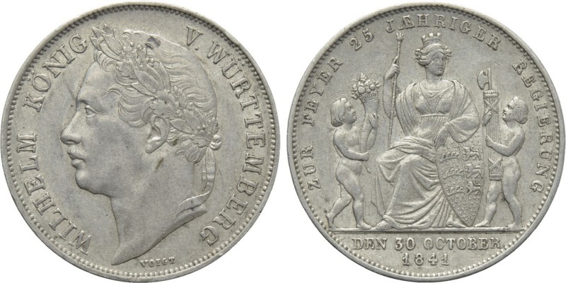GERMANY. Württemberg. Wilhelm I (1816-1864). Gulden (1841). Stuttgart. 

Obv: ...