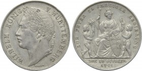 GERMANY. Württemberg. Wilhelm I (1816-1864). Gulden (1841). Stuttgart.