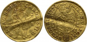 HOLY ROMAN EMPIRE. Karl VI (1711-1740). GOLD Ducat (1724-KB). Kremnitz.