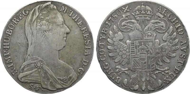 HOLY ROMAN EMPIRE. Maria Theresia (1740-1780). Reichstaler (1780-SF). Italian re...