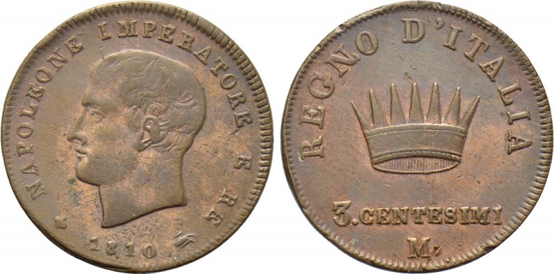 ITALY. Napoleon I (1805-1814). 3 Centesimi (1810-M). Milano. 

Obv: NAPOLEONE ...