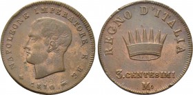 ITALY. Napoleon I (1805-1814). 3 Centesimi (1810-M). Milano.