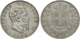 ITALY. Vittorio Emanuele II (1861-1878). 5 Lire (1875-R). Rome.