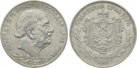 MONTENEGRO. Nikola I (1860-1918). 2 Perpera (1910).