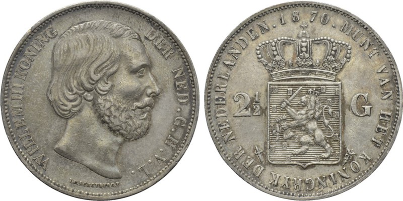 NETHERLANDS. Willem III (1849-1890). 2 1/2 Gulden (1870). Utrecht. 

Obv: WILL...