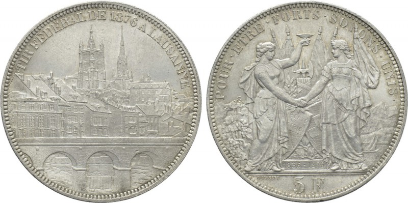 SWITZERLAND. 5 Francs or Shooting Taler (1876). 

Obv: TIR FÉDÉRAL DE 1876 A L...