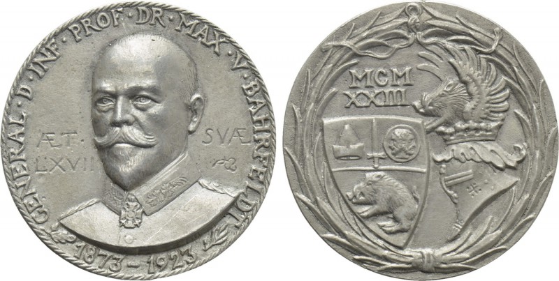 GERMANY. Prof. Dr. Max von Bahrfeldt (1856-1936). Medal (1923). By J. Bernhart. ...