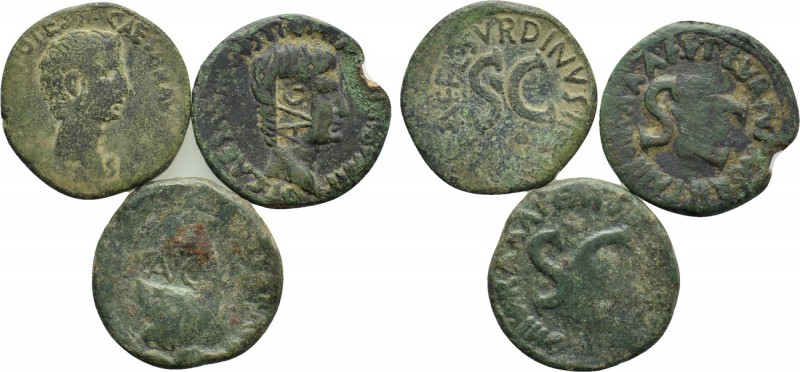3 Coins of Augustus. 

Obv: .
Rev: .

. 

Condition: See picture.

Weig...
