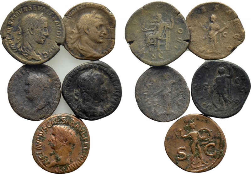 5 Roman coins. 

Obv: .
Rev: .

. 

Condition: See picture.

Weight: g....