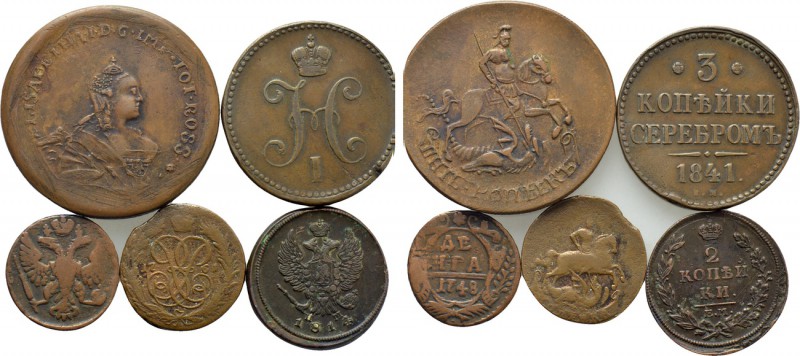 5 Russian Coins; Including one Fantasy Piece. 

Obv: .
Rev: .

. 

Condit...