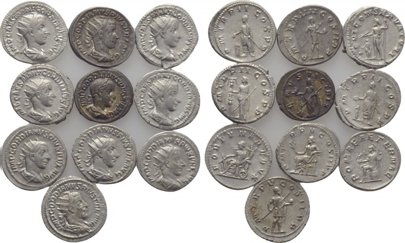10 Coins of Gordian. 

Obv: .
Rev: .

. 

Condition: See picture.

Weig...