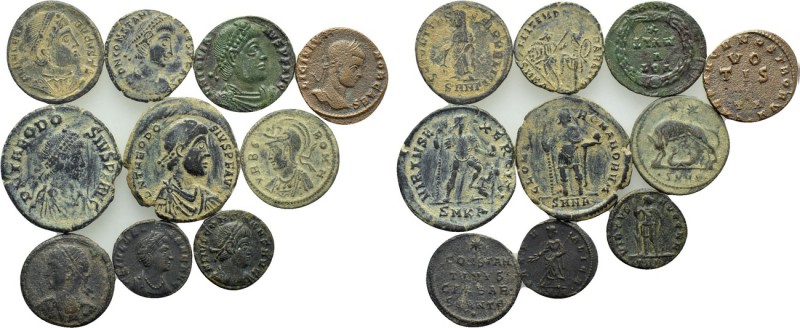 10 Late Roman Coins. 

Obv: .
Rev: .

. 

Condition: See picture.

Weig...