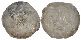 Belgium. Count of Flanders. Baldwin IV or Baldwin V. Ca 1030-1040s. AR Denar (17.5mm, 0.72g). Uncertain mint (Gent?). Helmeted bust right / Cross, in ...