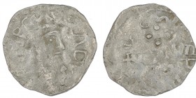 Belgium. Lower Lorraine. Konrad II 1027-1039. AR Denar (18mm, 1.21g). Huy mint. [IM]P CO[N]RADVS, diademed bust right / +[HOI]VM across four, pellets ...