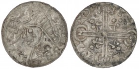Denmark. Svend Estridsen. 1047-1075. AR penning (16mm, 0.64g). Viborg mint. Draped bust left, facing head left / +II II II II, voided long cross with ...