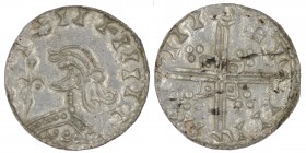 Denmark. Svend Estridsen. 1047-1075. AR penning (16mm, 0.86g). Viborg mint. +IIᎰIIIICI, draped bust left with wild hair, holding lis-tipped scepter / ...