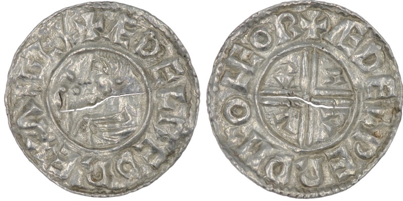 England. Aethelred II. 978-1016. AR Penny (20mm, 1.40g, 12h). Crux type (BMC iii...