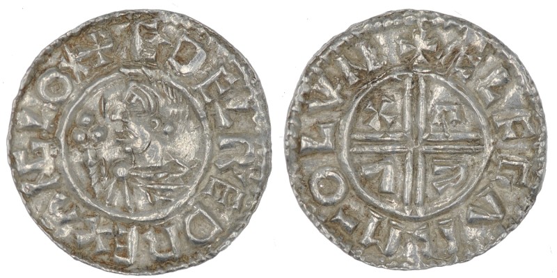 England. Aethelred II. 978-1016. AR Penny (20mm, 1.39g, 3h). Crux type (BMC iiia...