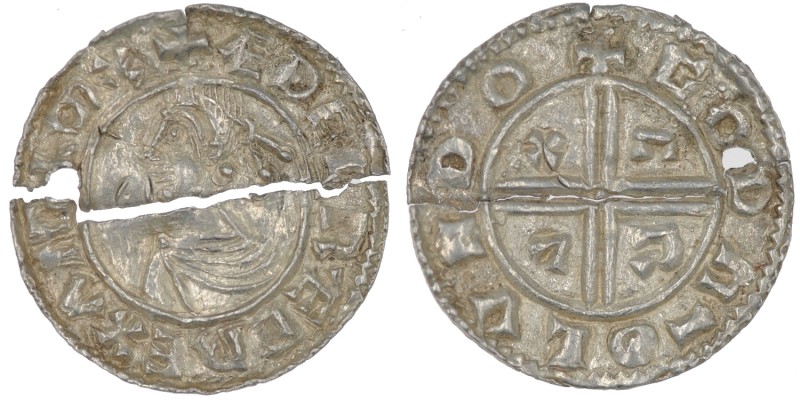 England. Aethelred II. 978-1016. AR Penny (1.37 g, 12h). Intermediate Small Cros...