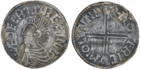 England. Aethelred II. 978-1016. AR Penny (19mm, 1.59 g, 9h). Long Cross type (BMC IVa, Hild. D). London mint; moneyer Leofric. Struck circa 997-1003....