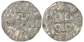 Germany. Cologne. Otto III 983-1002. AR Obol (15mm, 0.54g). Cologne mint. + ODDO + REX, cross with pellets in each angle / S / COLONII / A, Cologne mo...