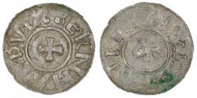 Germany. Duchy of Saxony. Bernhard I 973-1011. AR Denar (20mm, 1.34g). Bardowick (or Lüneburg or Jever?) mint. BERNHARDVX, small cross pattee / Small ...
