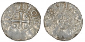 Germany. Duchy of Saxony. Otto III 983-1002. AR Denar (19mm, 1.21g). Dortmund mint. O[DDO IMPE]RATOR, cross with pellets in each angle / [THE]ROTAMA[N...