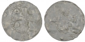 Germany. Mainz. Otto III 983-1002. AR Denar (17mm, 0.86g). Mainz mint. Cross with pellets in each angle / Church facade. Dbg. 778(?). Fine, usual flat...
