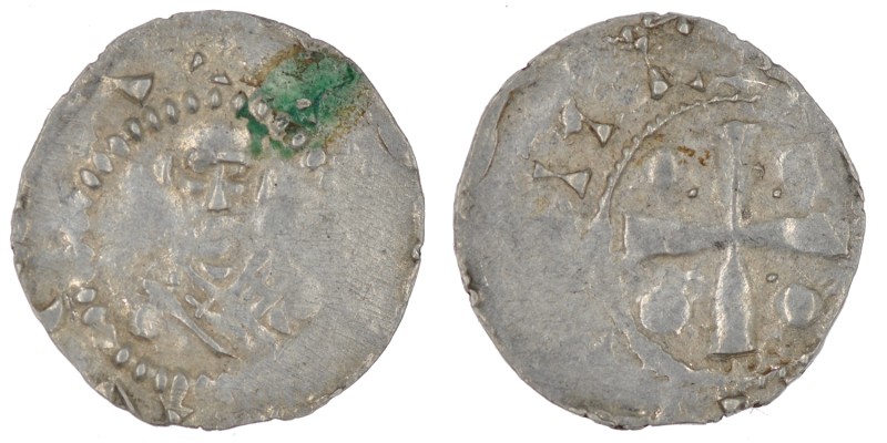 Germany. Mainz. Heinrich II 1002-1024. AR Denar (18mm, 1.65g). [+MOGNCA], bust f...